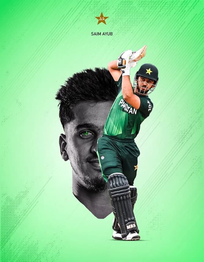 Saim Ayub cricket poster