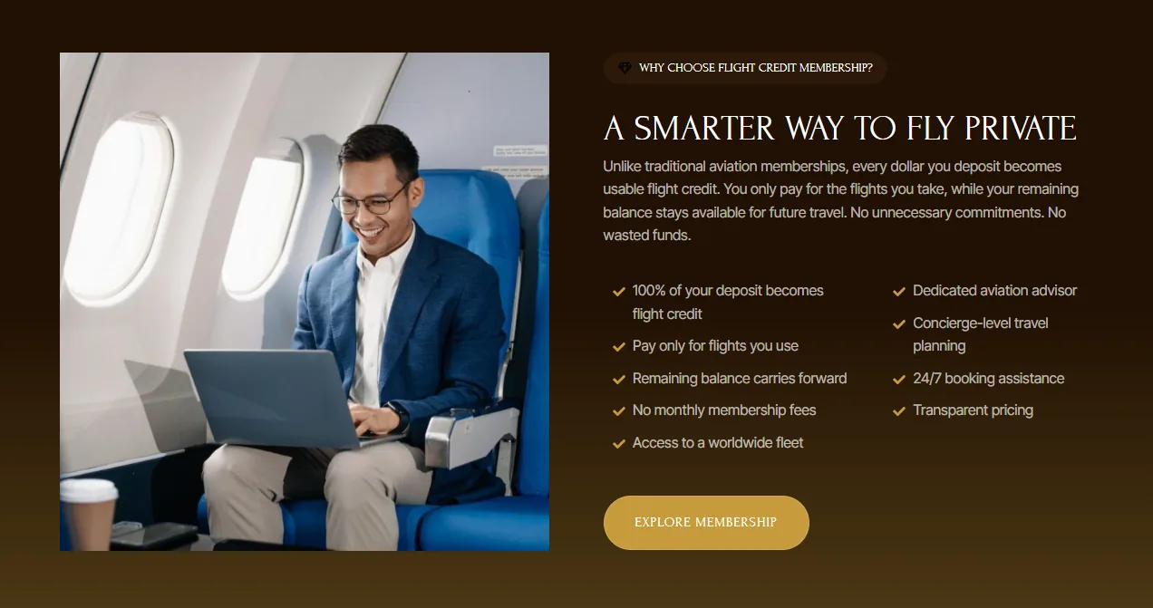 KaneJet membership section titled A smarter way to fly private