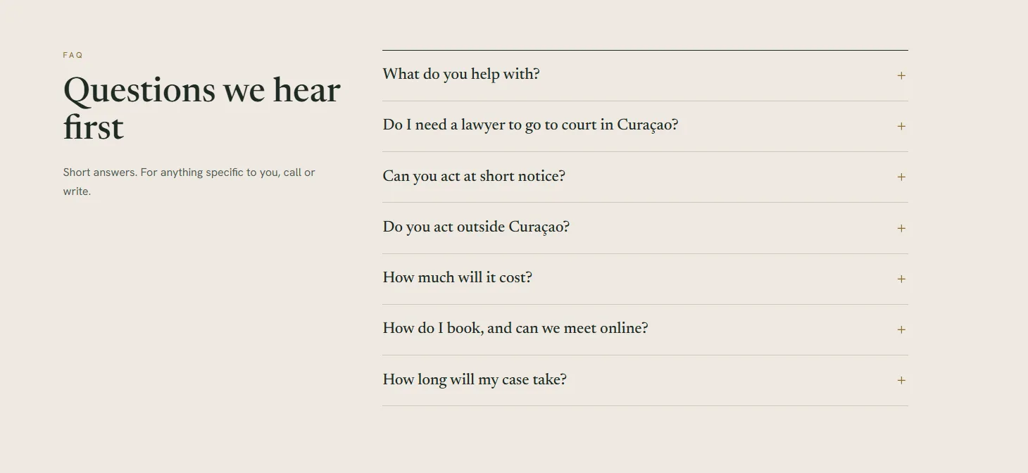 Kostrzewski Delfgaauw FAQ section with seven questions